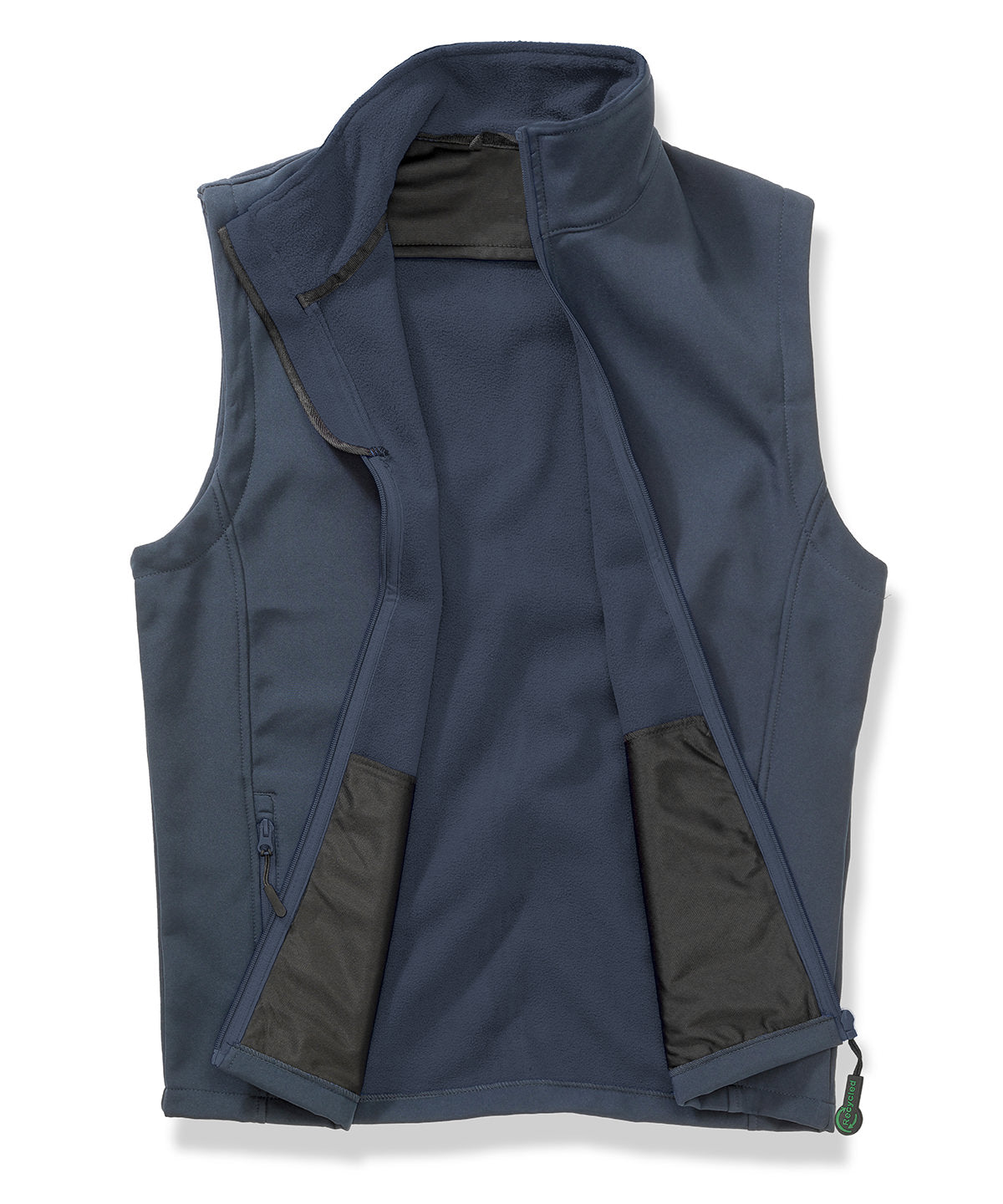 Result Core Printable softshell bodywarmer with recycled fleece inner in Navy/Navy, front view