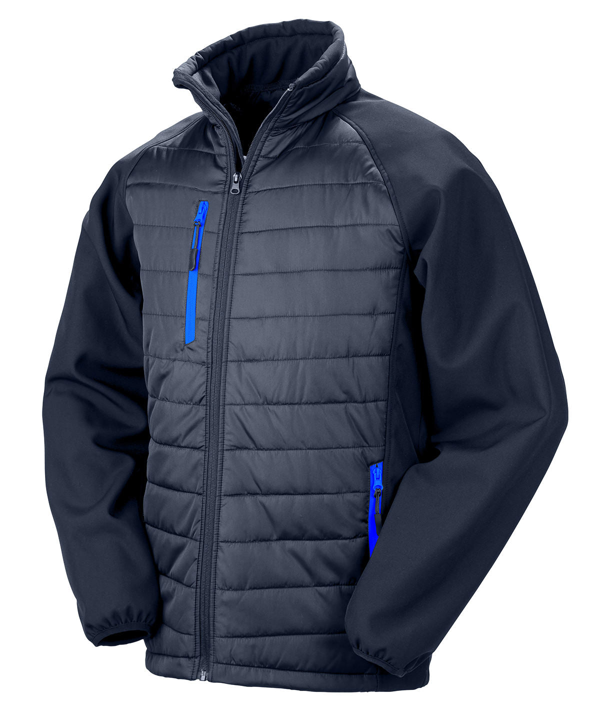 Result Recycled Compass padded softshell jacket in Navy_Royal, front view