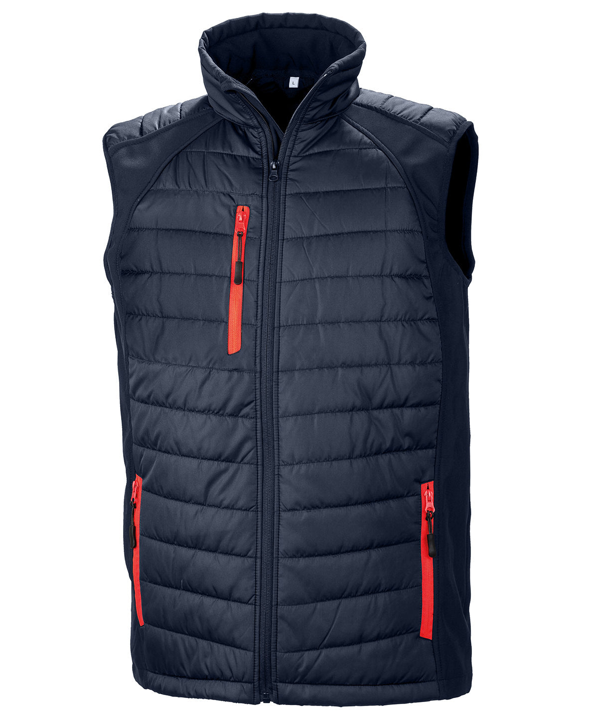 Result Recycled Compass padded softshell gilet in Navy_Red, front view