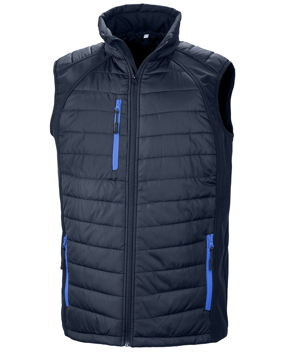 Result Recycled Compass padded softshell gilet in Navy_Royal, front view