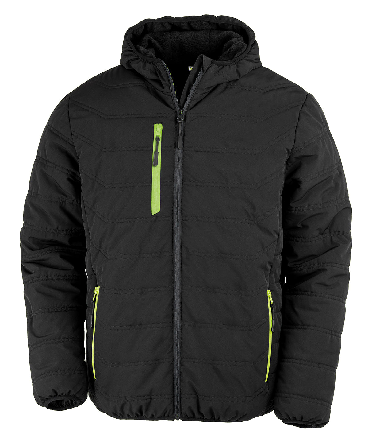 Result Recycled Compass padded winter jacket in Black/Lime, front view