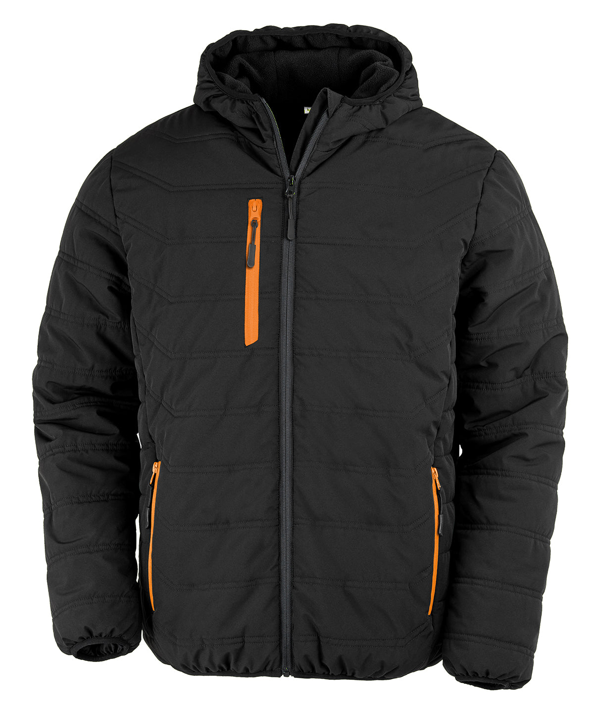 Result Recycled Compass padded winter jacket in Black/Orange, front view