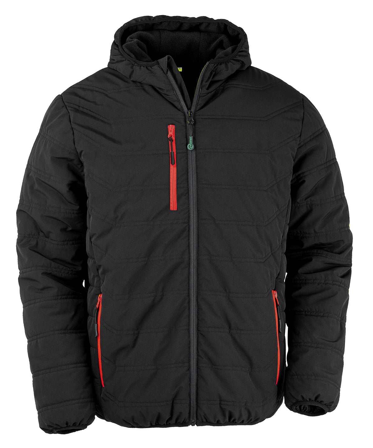 Result Recycled Compass padded winter jacket in Black/Red, front view