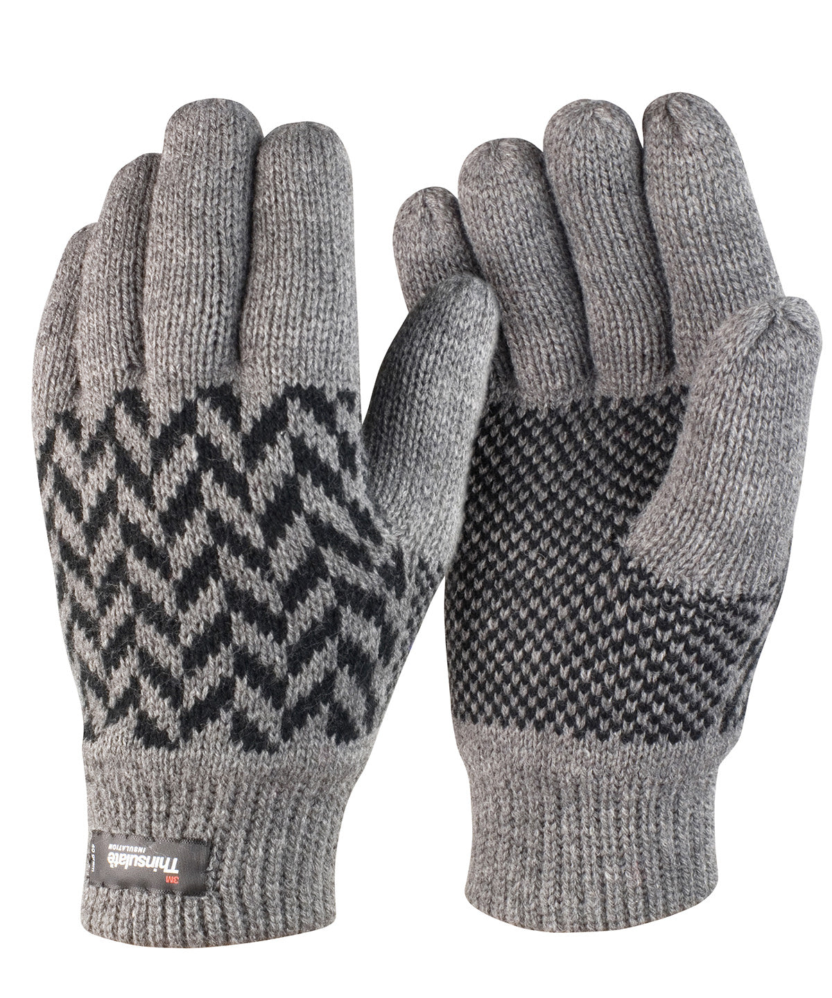 Result Winter Essentials Pattern Thinsulate glove in Grey/Black, lifestyle photo