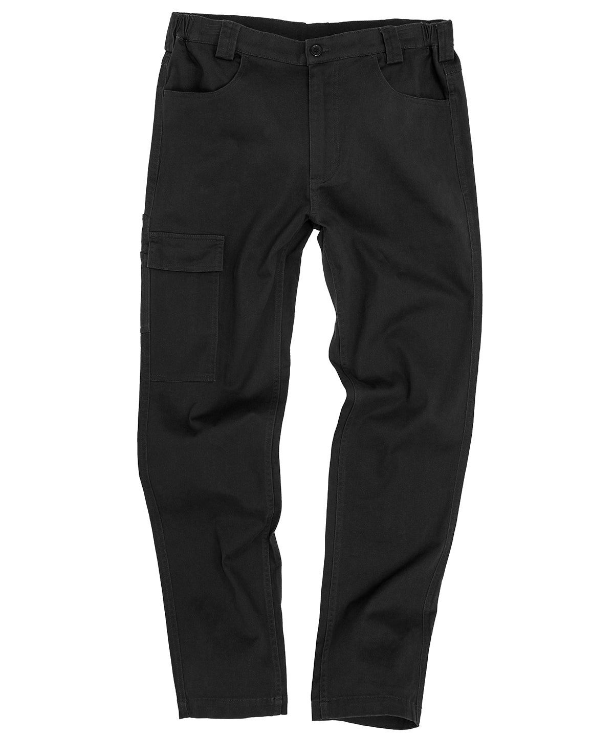 Result Workguard Super-stretch slim chino in Black, front view