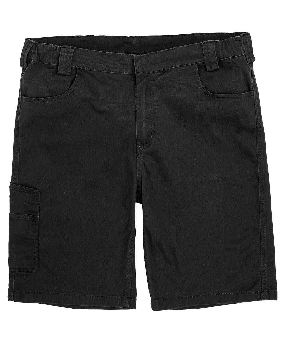 Result Workguard Super-stretch slim chino shorts in Black, front view