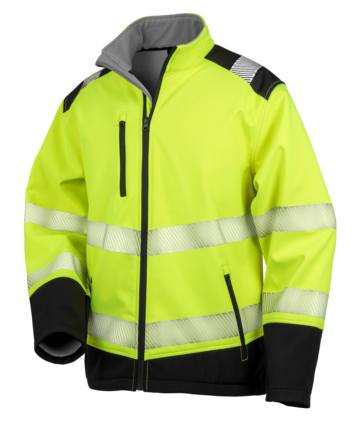 Result Safeguard Printable ripstop safety softshell in Fluorescent Yellow/Black, front view