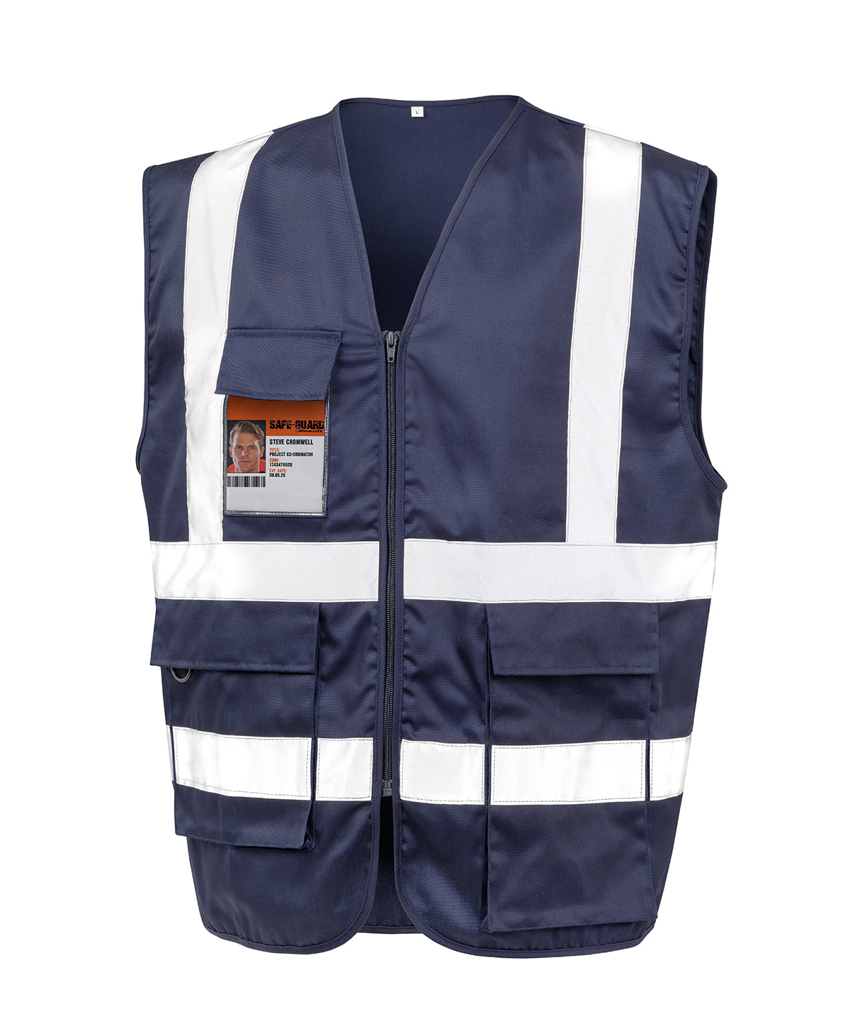Result Safeguard Heavy duty polycotton security vest in Navy, front view