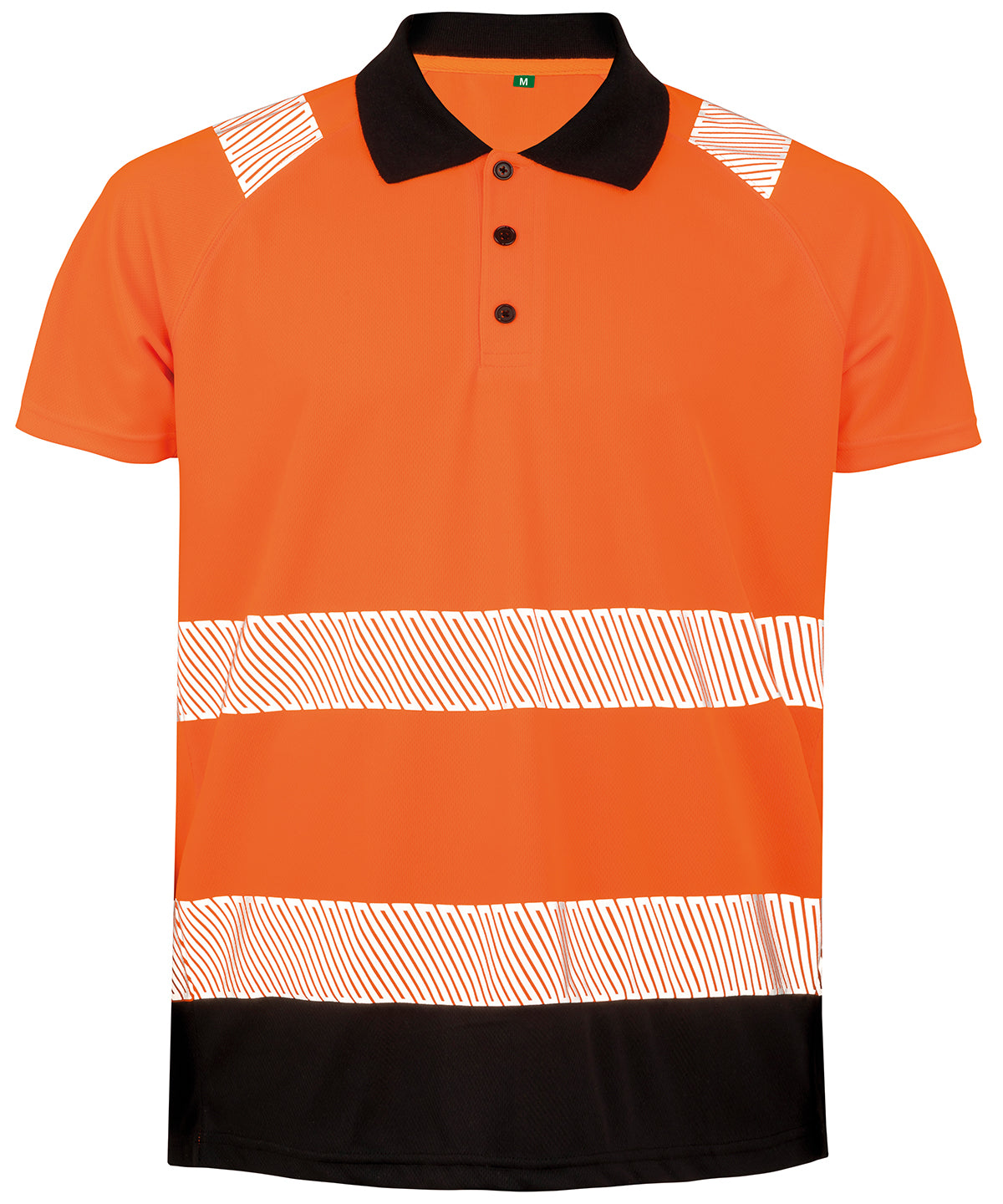 Result Recycled Safety polo in Fluorescent Orange/Black, front view
