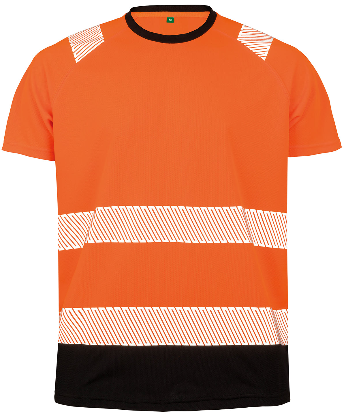 Result Recycled Safety t-shirt in Fluorescent Orange/Black, front view