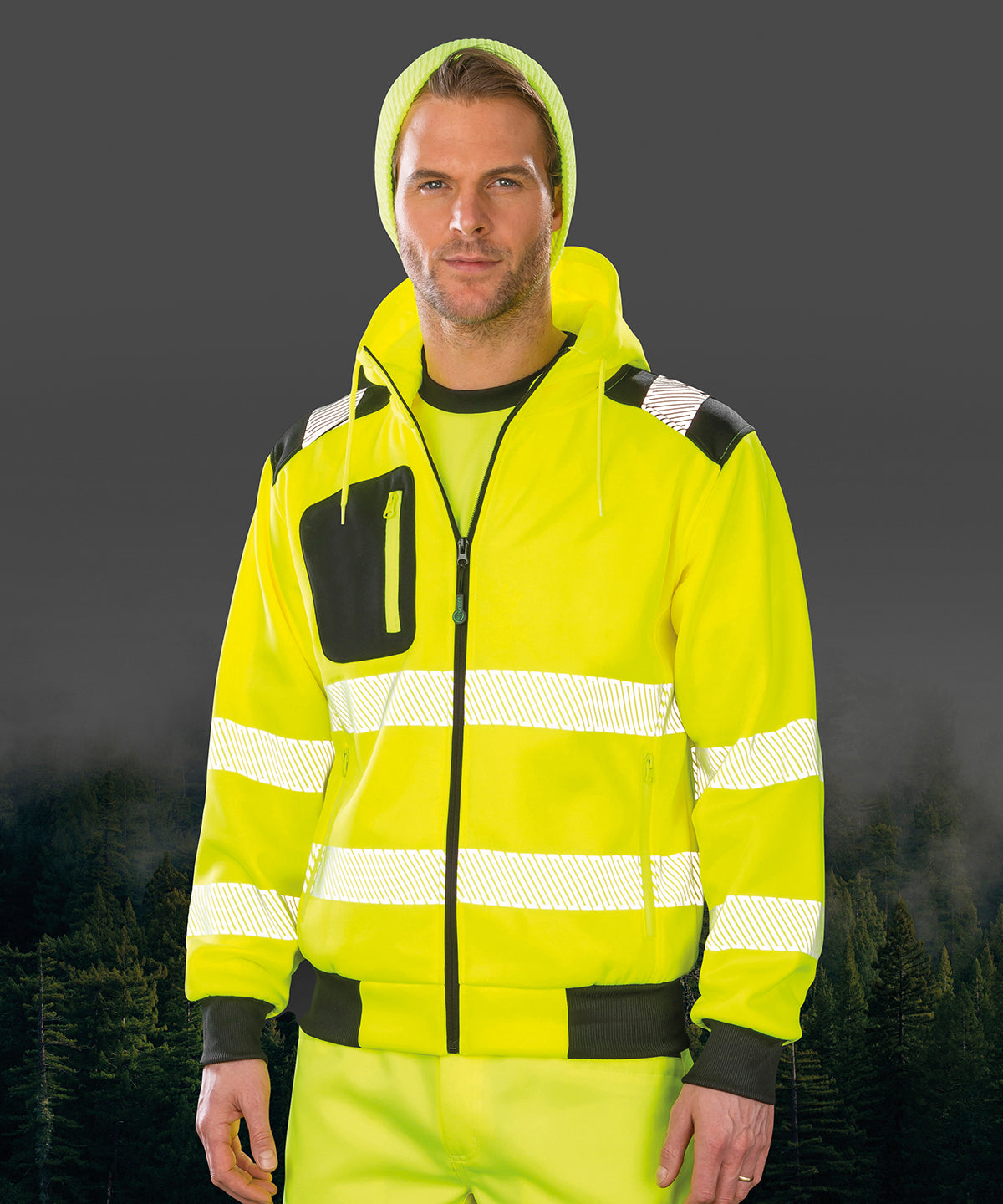 Result Recycled Robust zipped safety hoodie, lifestyle photo