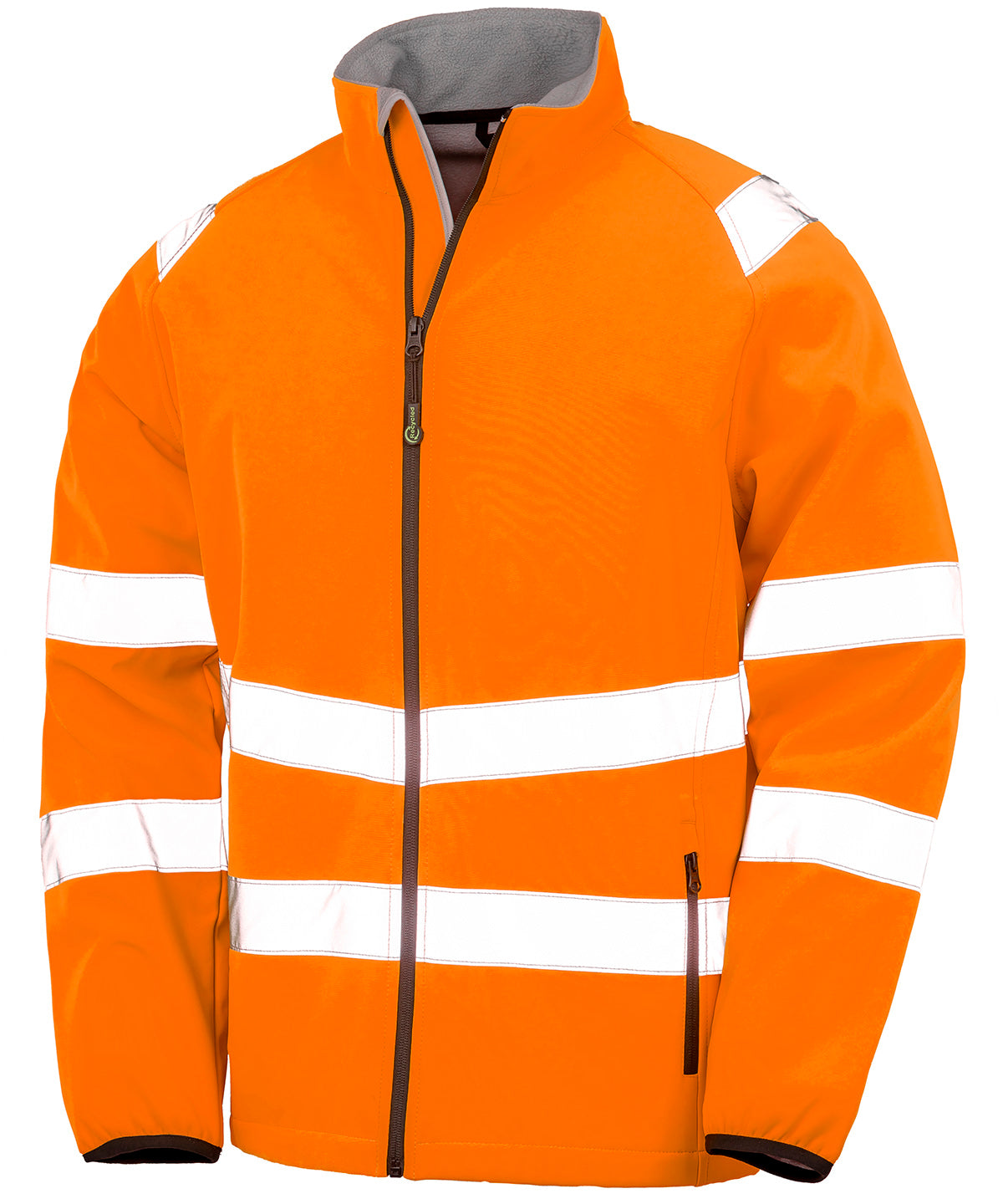Result Recycled 2-layer printable safety softshell in Fluorescent Orange, front view