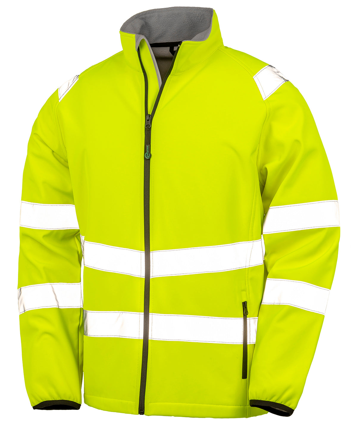 Result Recycled 2-layer printable safety softshell in Fluorescent Yellow, front view