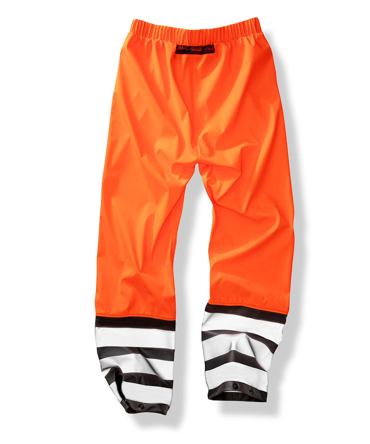 Result Recycled Heavy-duty prism PU safe and dry trousers with recycled backing in Fluorescent Orange/Black, front view