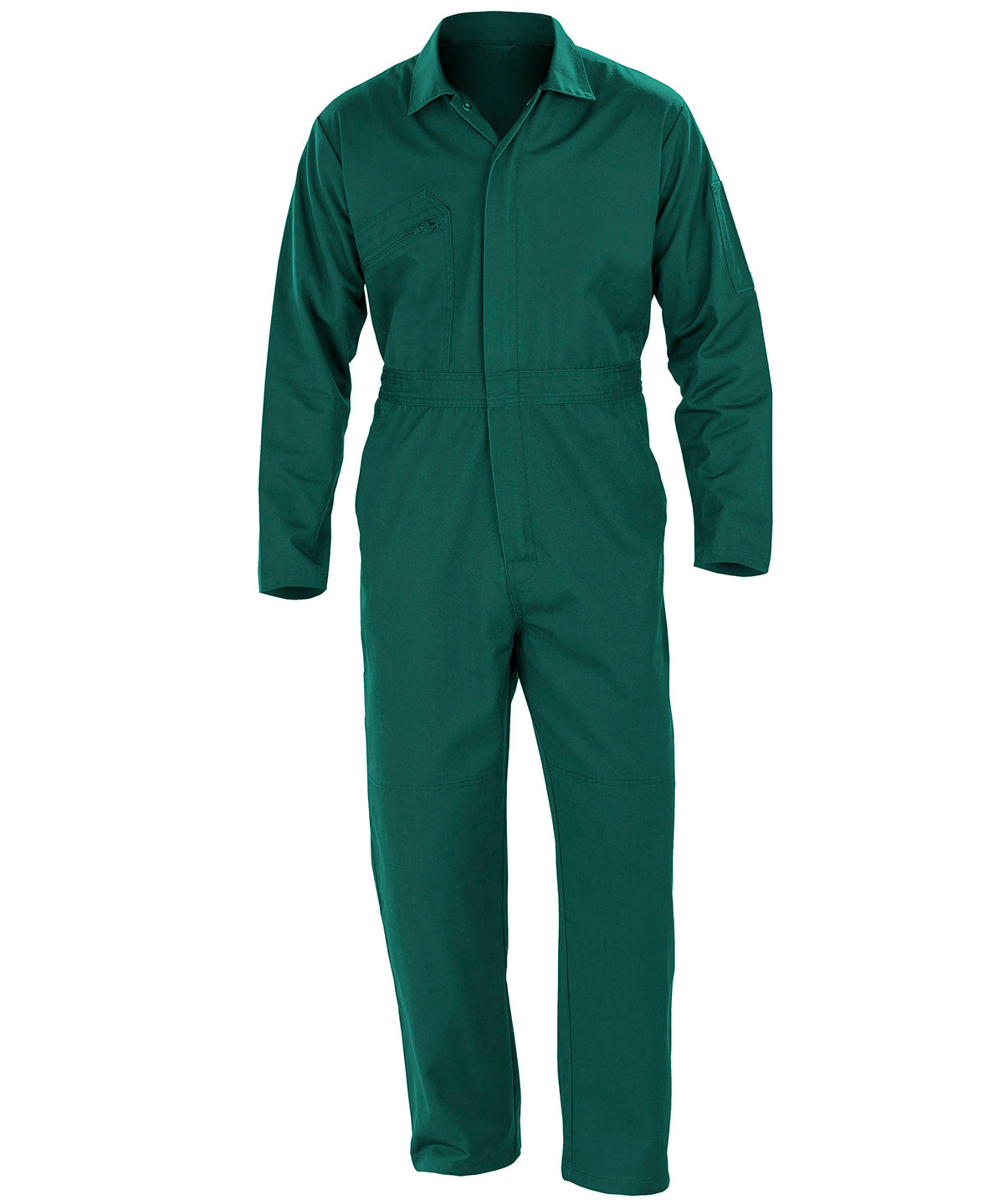 Result Recycled Action overalls in Bottle Green, front view