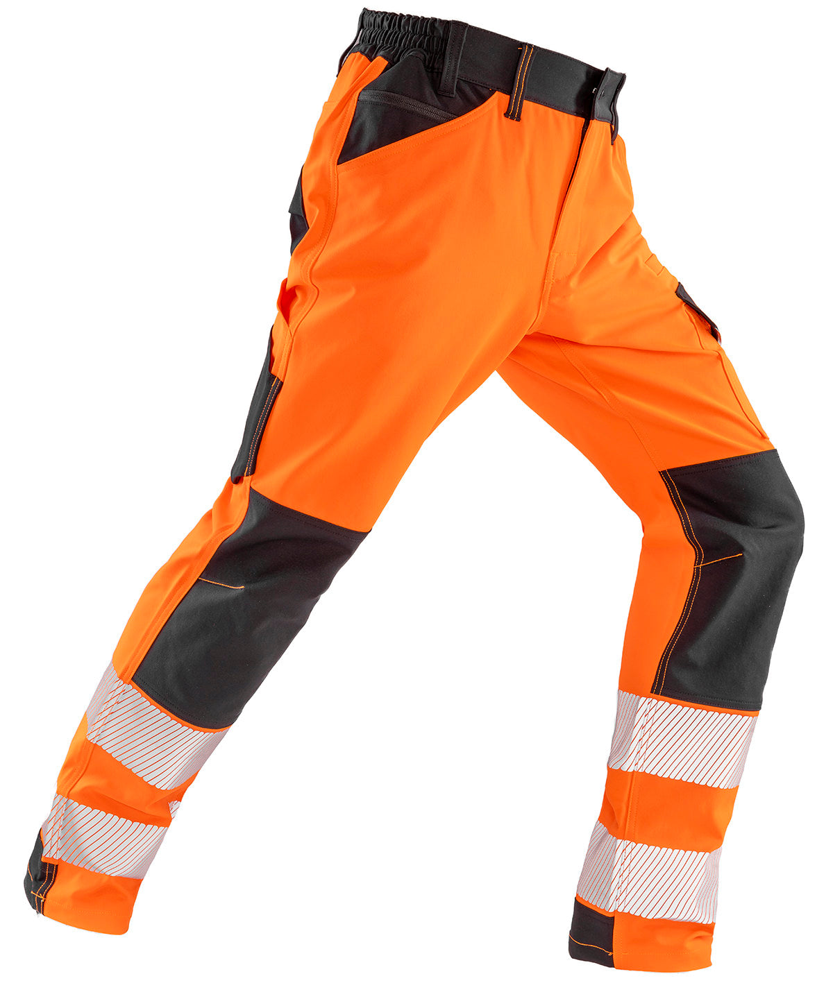 Result Safeguard Safe-Guard recycled dynamic stretch safety trousers in Fluorescent Orange, front view