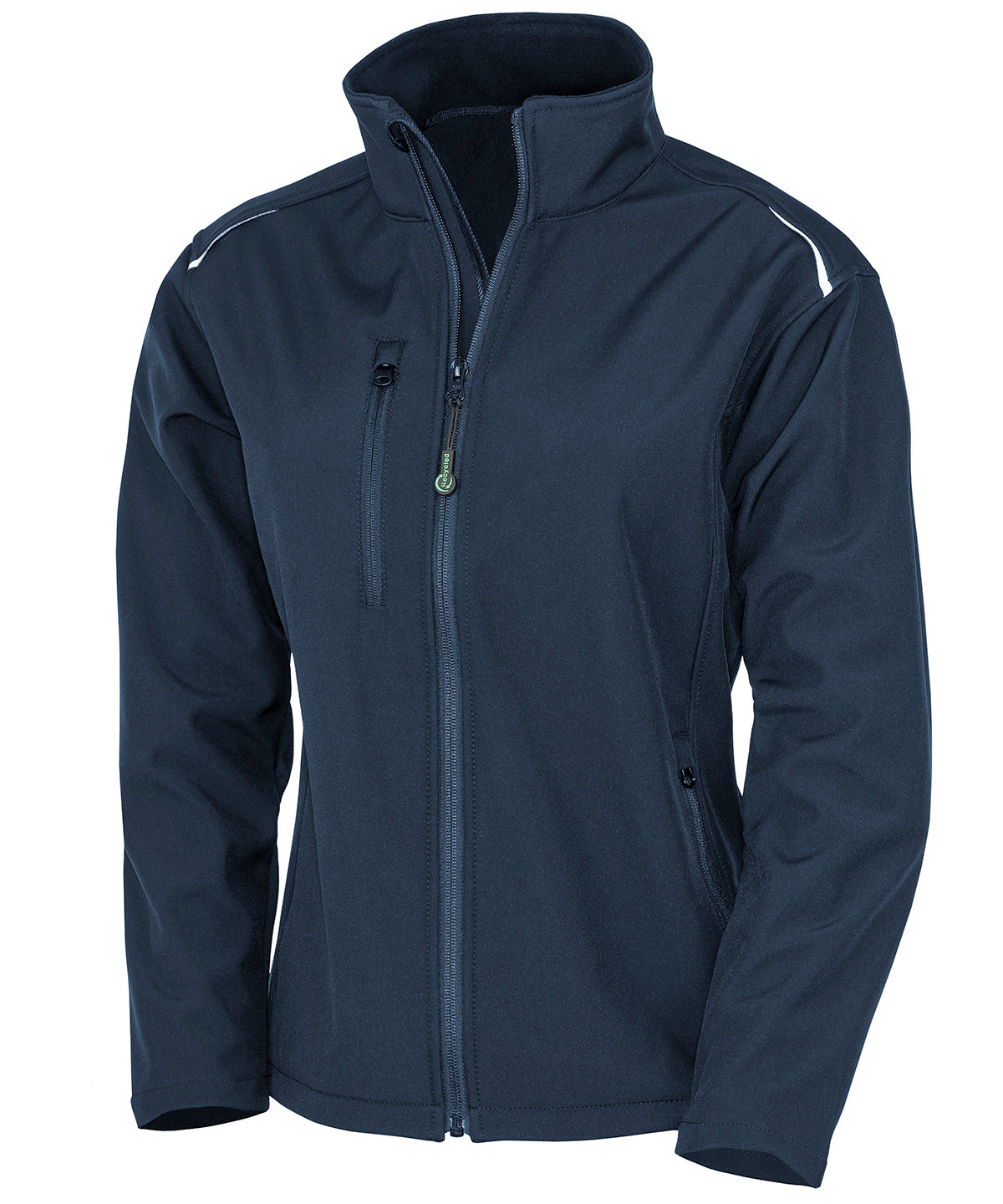 Result Recycled Women's recycled 3-layer printable softshell jacket in Navy, front view