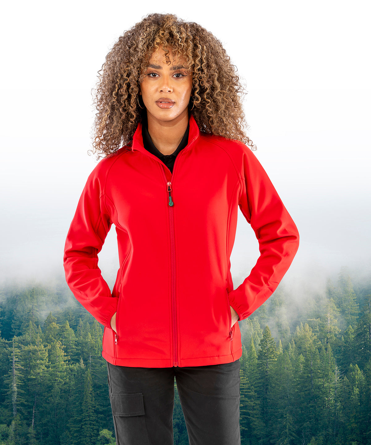 Result Recycled Women's recycled 2-layer printable softshell jacket, lifestyle photo