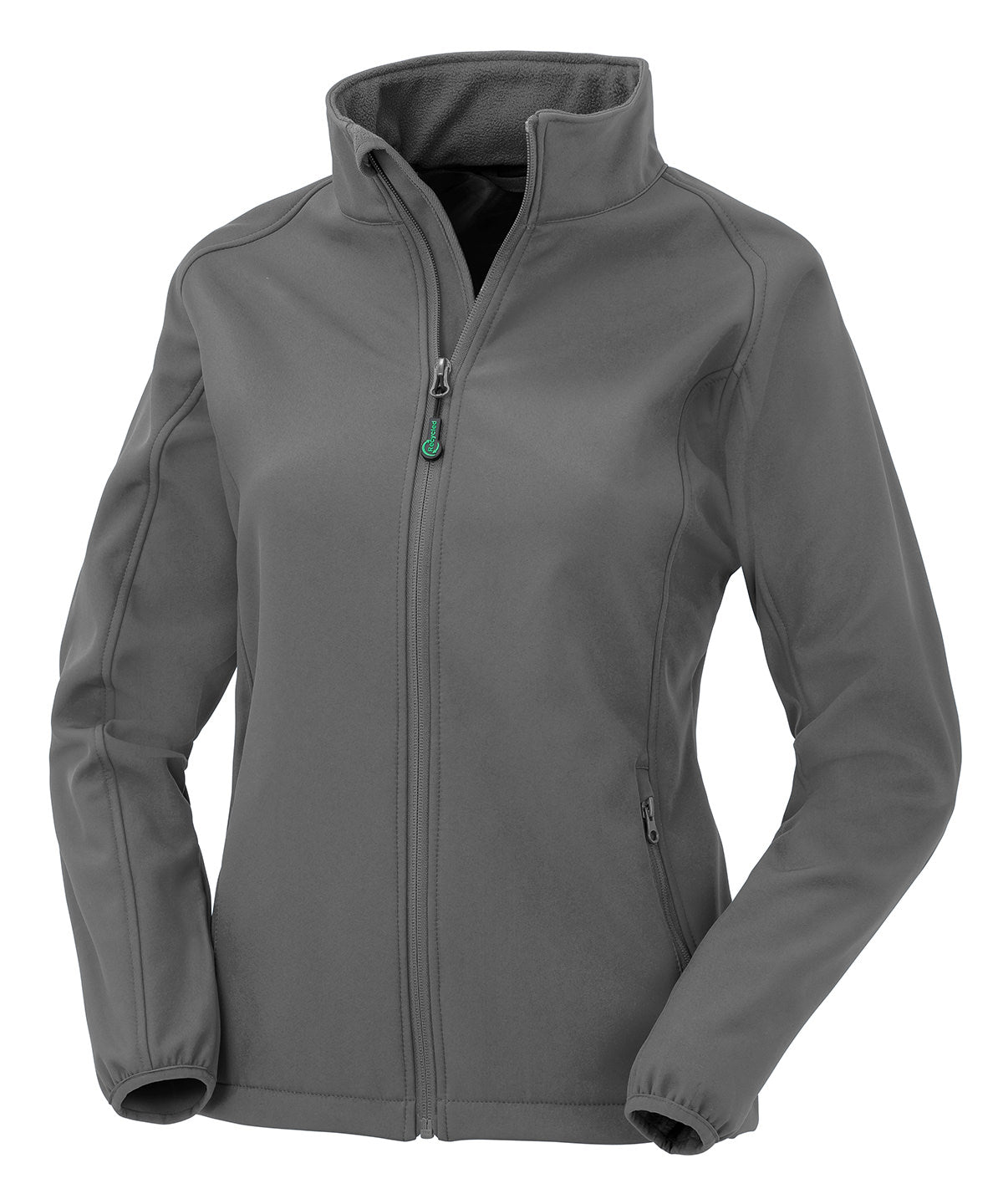 Result Recycled Women's recycled 2-layer printable softshell jacket in Workguard Grey, front view