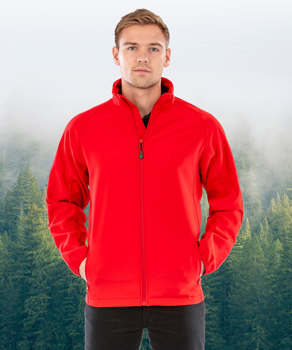 Result Recycled Men's recycled 2-layer printable softshell jacket, lifestyle photo