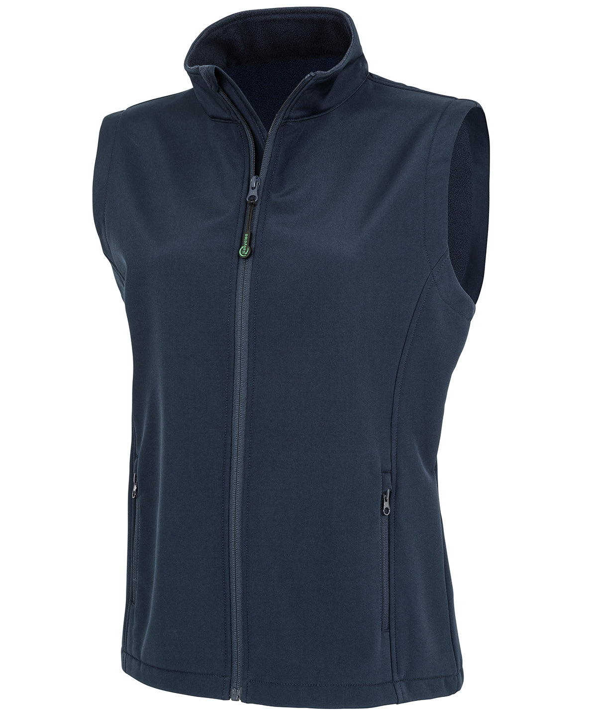 Result Recycled Women's recycled 2-layer printable softshell bodywarmer in Navy, front view
