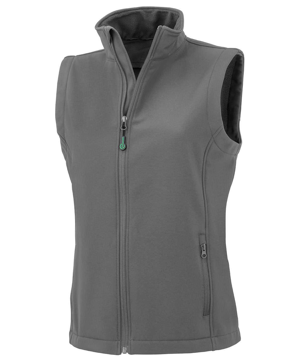 Result Recycled Women's recycled 2-layer printable softshell bodywarmer in Workguard Grey, front view