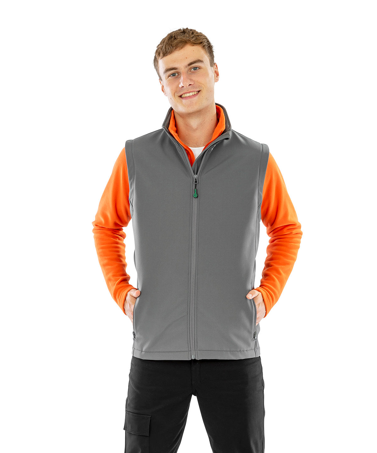 Result Recycled Men's recycled 2-layer printable softshell bodywarmer, lifestyle photo