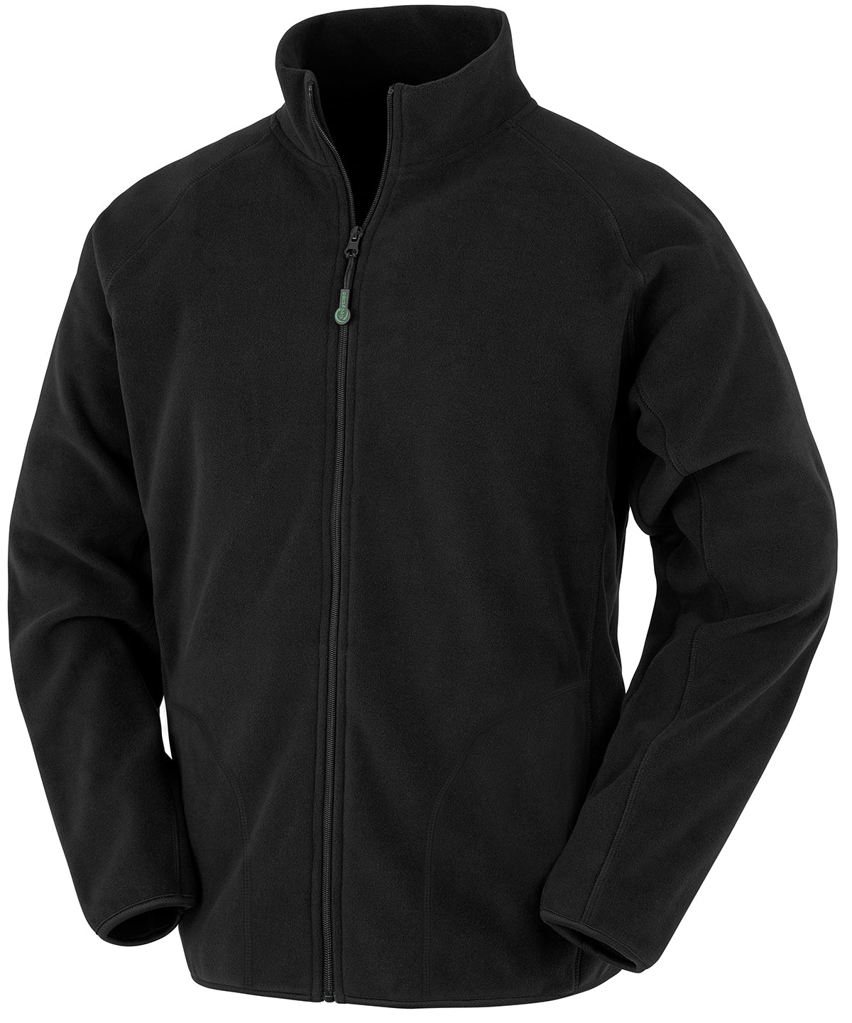 Result Recycled Microfleece jacket in Black, front view
