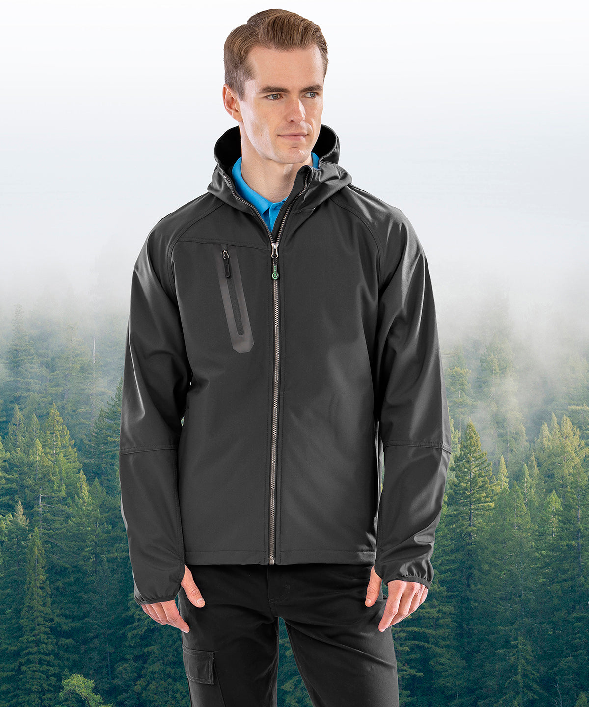 Result Recycled 3-layer recycled printable casual hooded softshell, lifestyle photo
