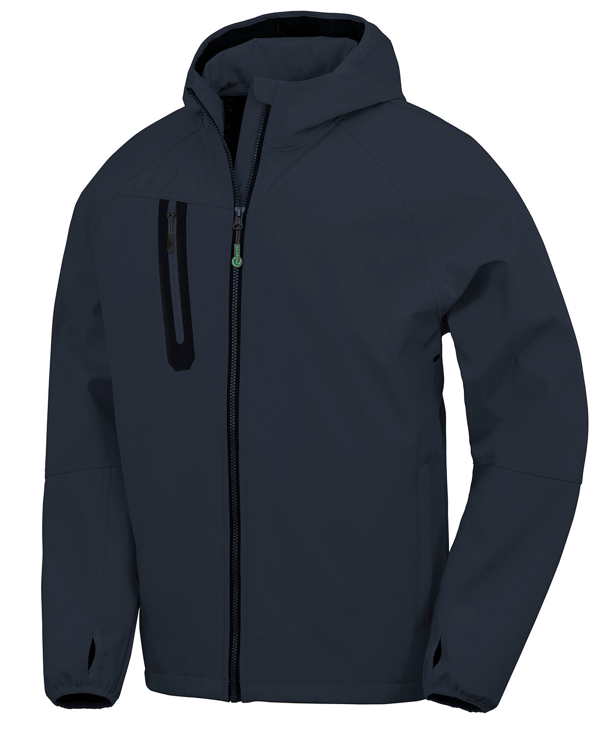Result Recycled 3-layer recycled printable casual hooded softshell in Navy/Navy, front view