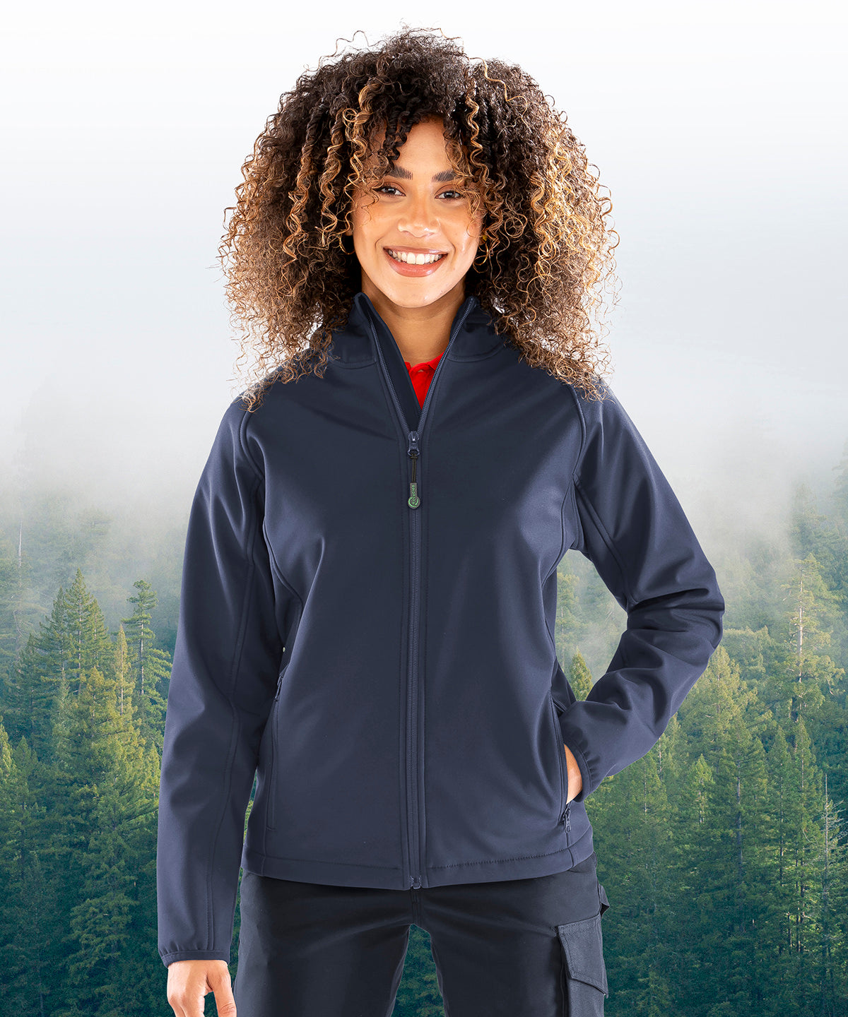 Result Recycled Women’s recycled 3-layer printable hooded softshell, lifestyle photo