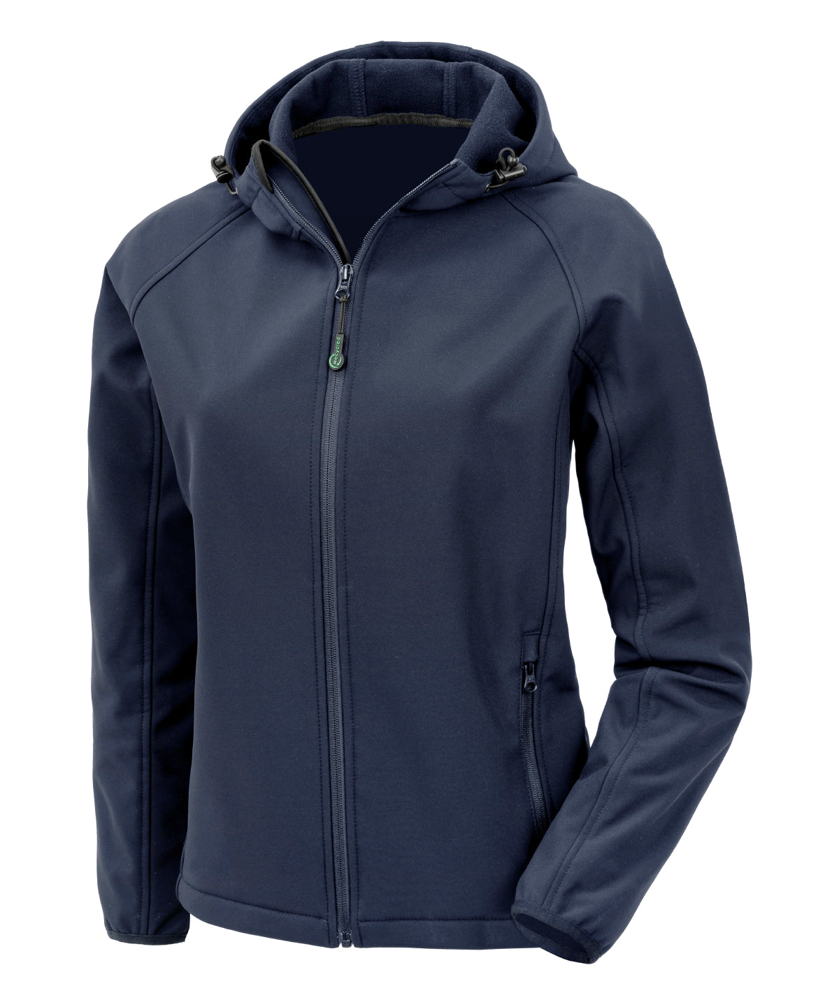 Result Recycled Women’s recycled 3-layer printable hooded softshell in Navy, front view