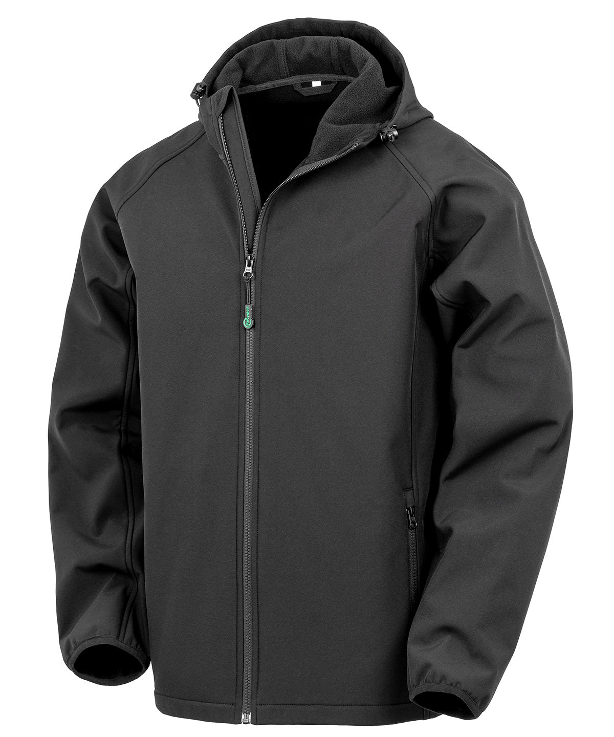 Result Recycled 3-layer printable hooded softshell in Black, front view