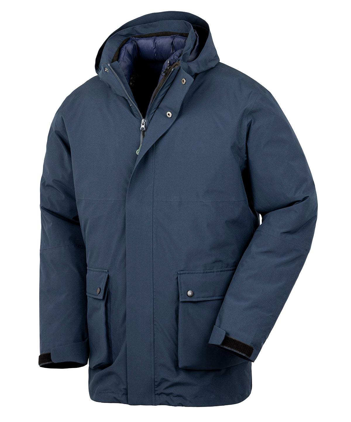Result Recycled 3-in-1 padded ripstop jacket in Navy, front view