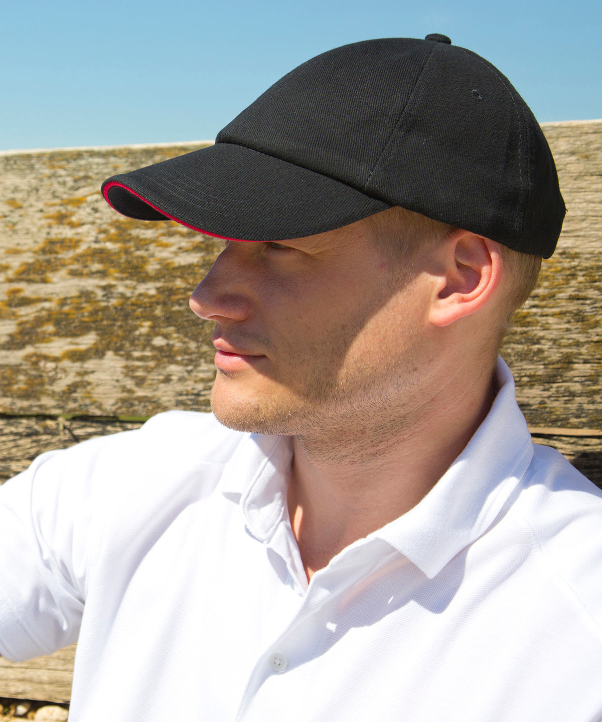 Result Headwear Low-profile heavy brushed cotton cap with sandwich peak, lifestyle photo