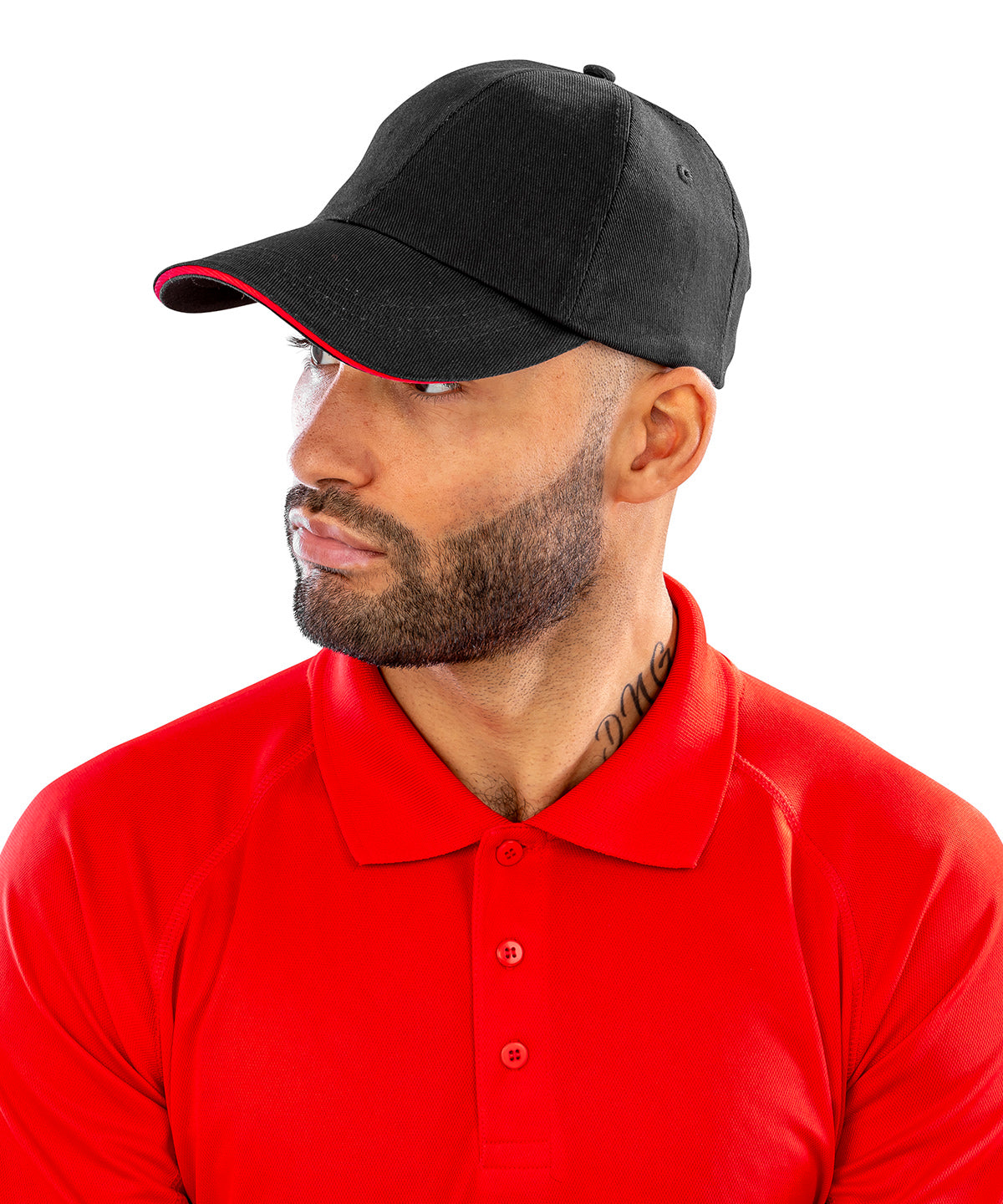 Result Headwear Brushed coton printers/embroiderers cap with sandwich peak, lifestyle photo