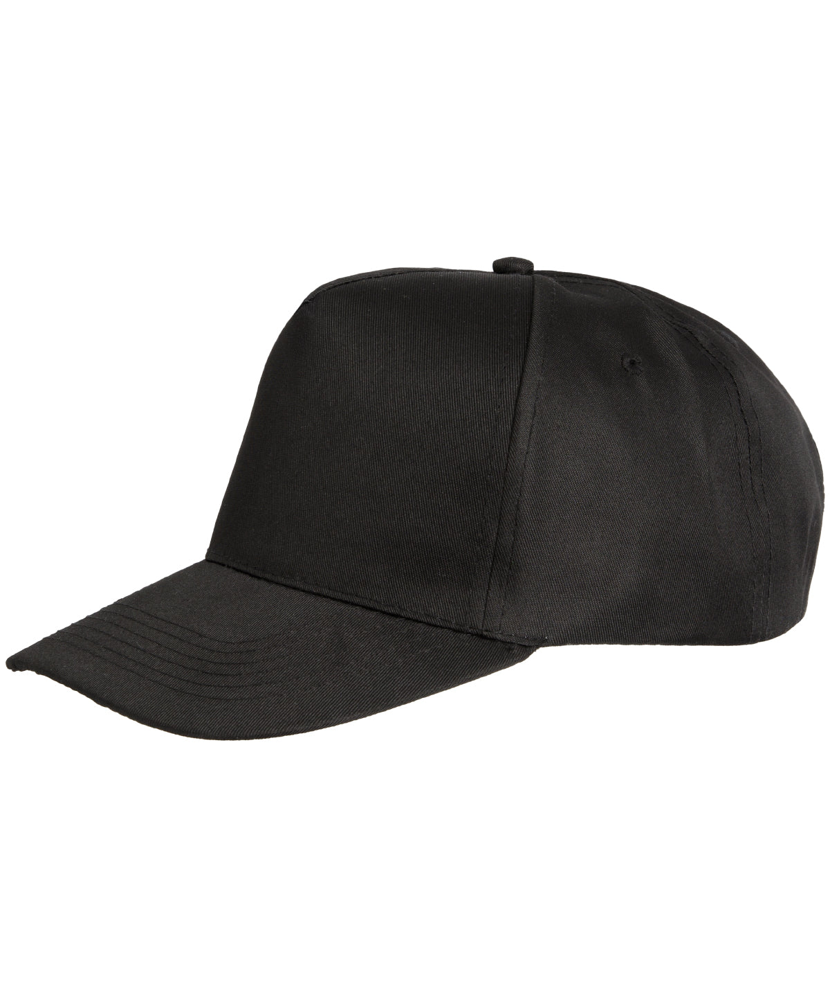 Result Headwear Houston 5-panel printer's cap in Black, front view