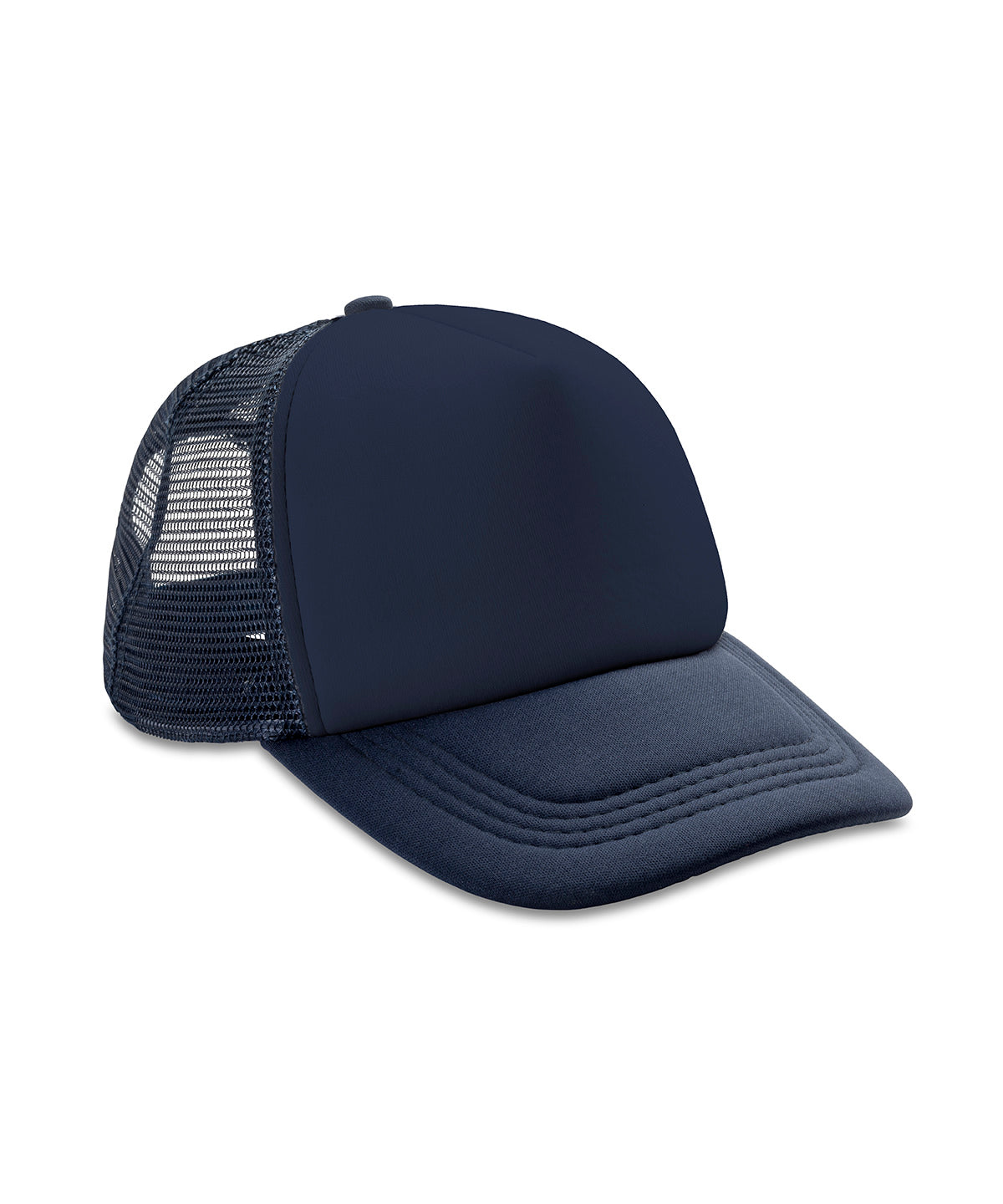 Result Headwear Core Detroit ½ mesh truckers cap in Navy/Navy, front view