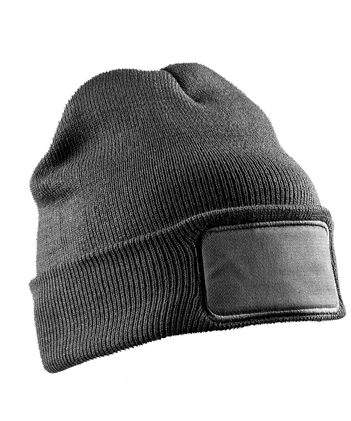 Result Recycled Double knit printers beanie in Grey, front view