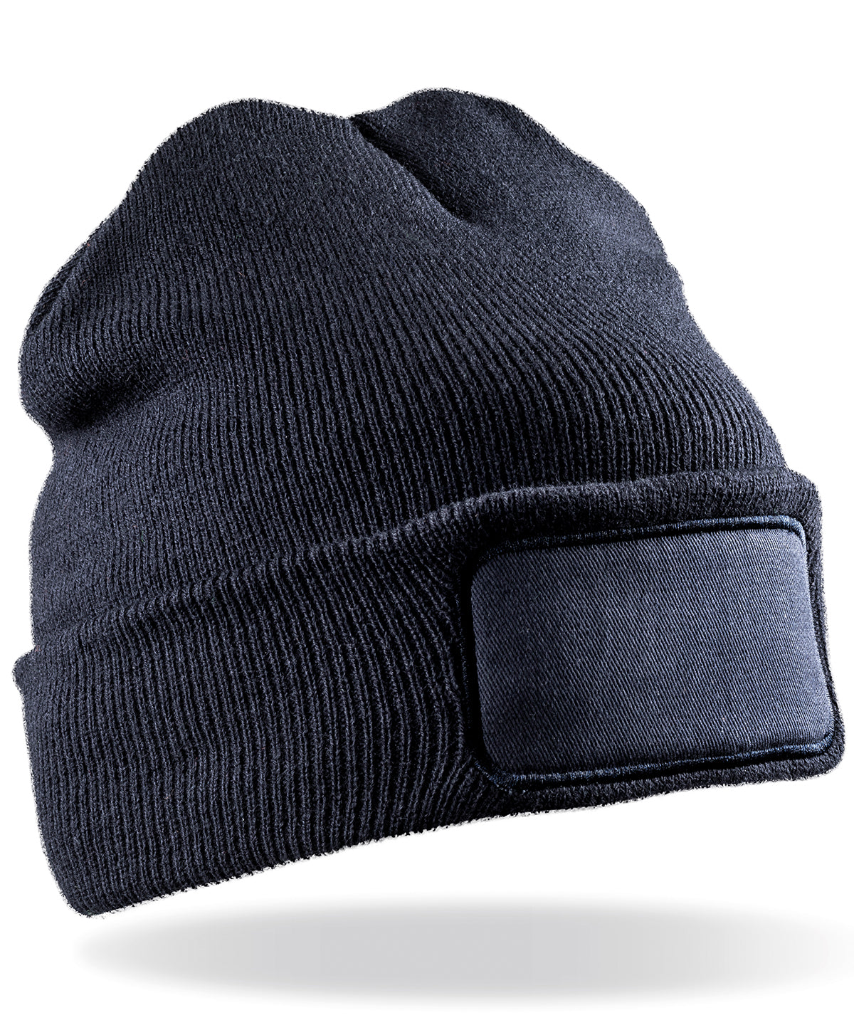 Result Recycled Double knit printers beanie in Navy, front view