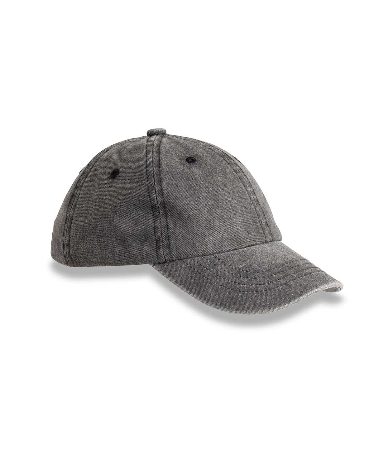 Result Headwear Junior pure cotton vintage cap in Vintage Black, front view