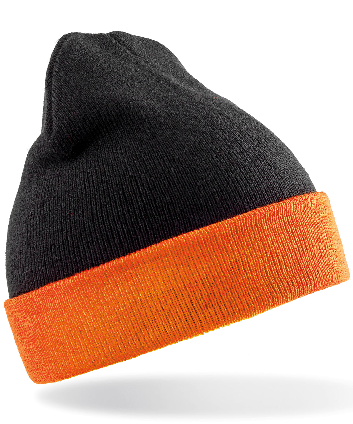 Result Recycled Compass beanie in Black/Orange, front view