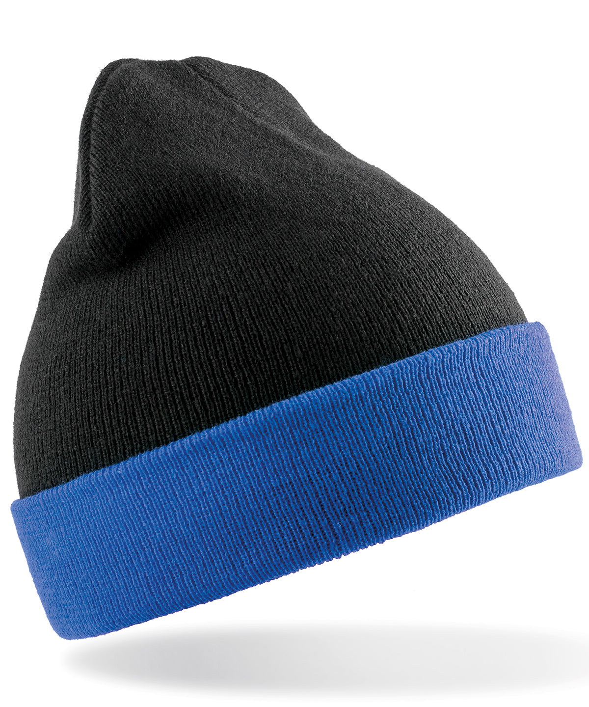 Result Recycled Compass beanie in Black/Royal, front view