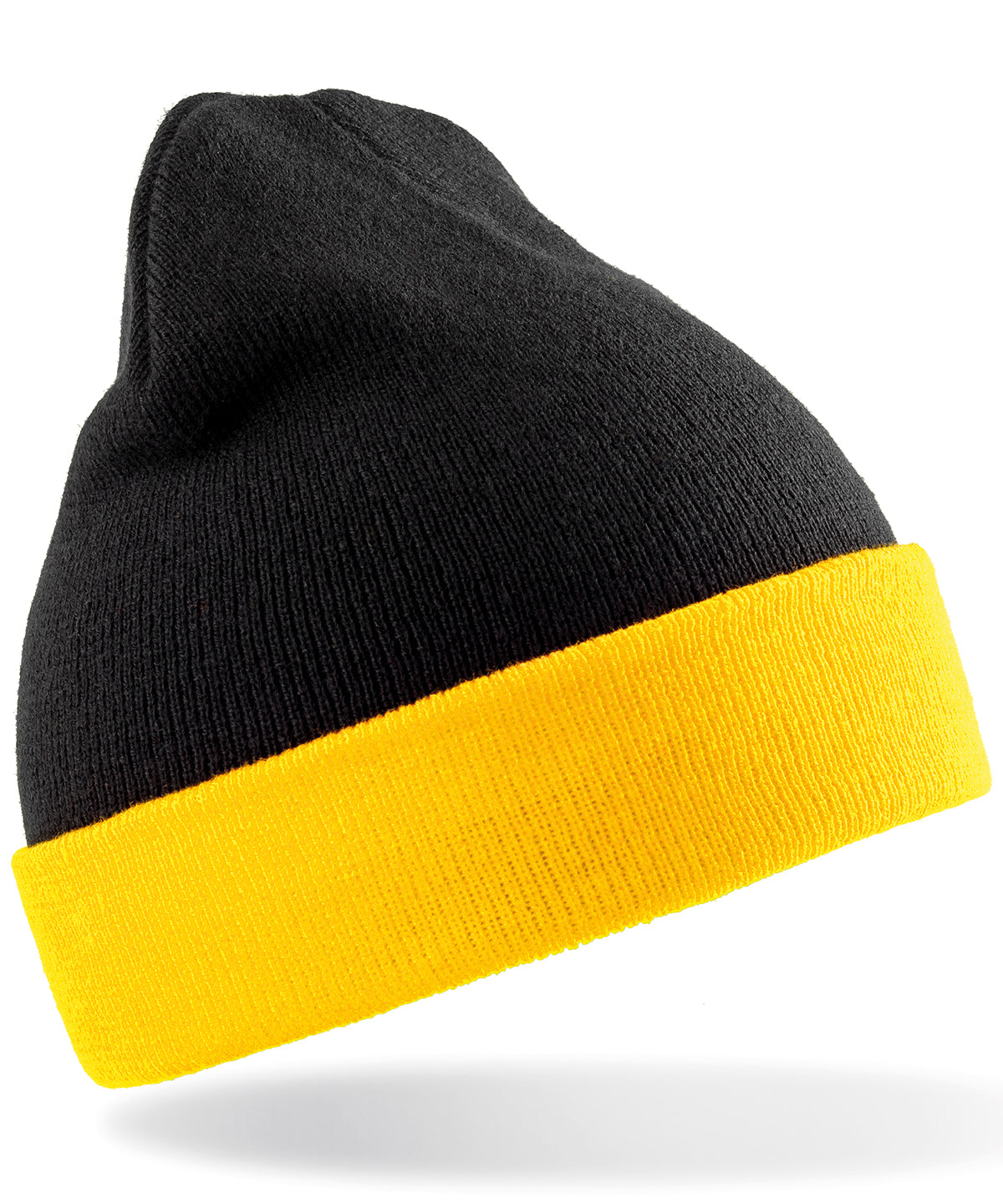 Result Recycled Compass beanie in Black/Yellow, front view