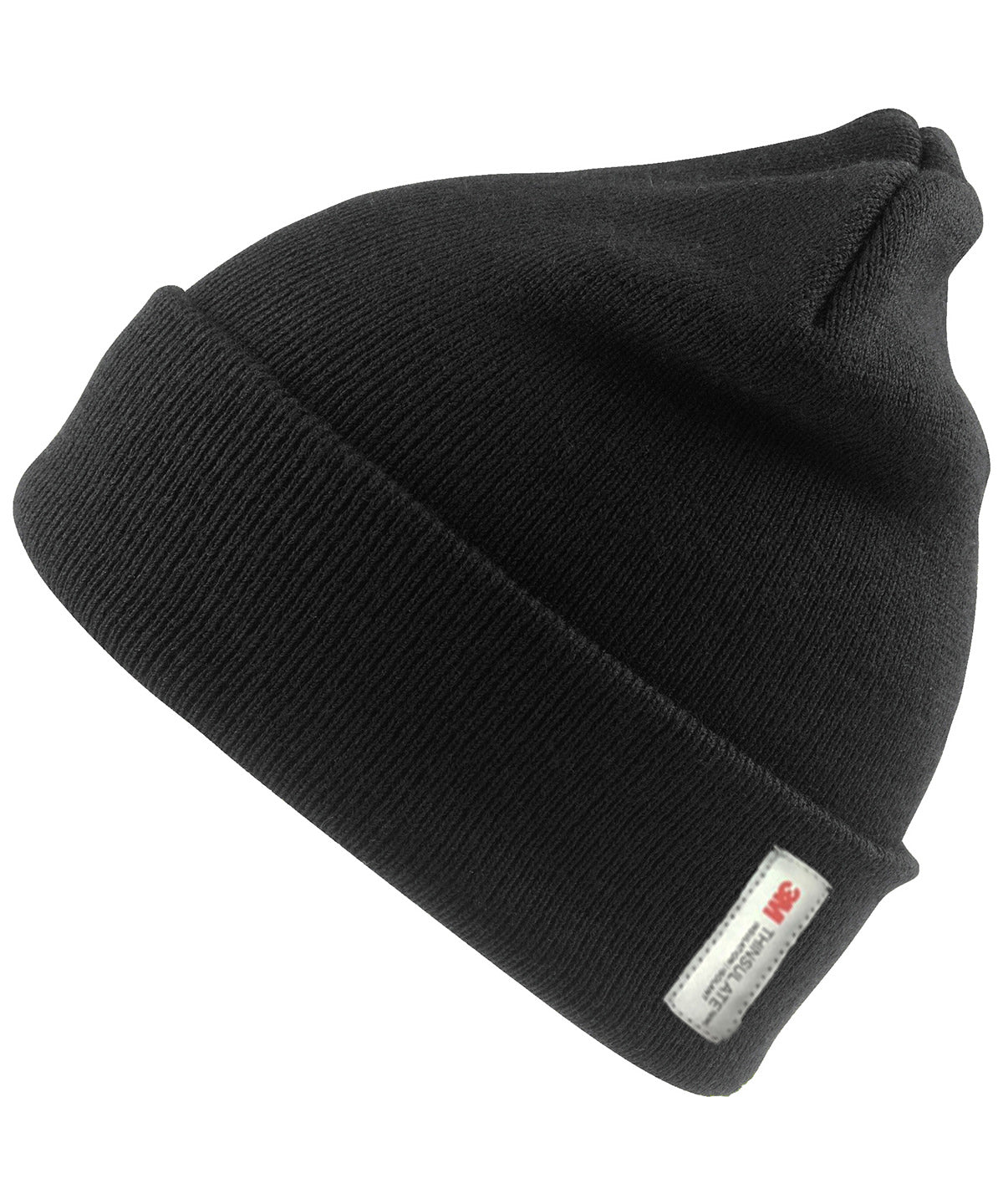 Result Recycled ThinsulateTM beanie in Black, front view