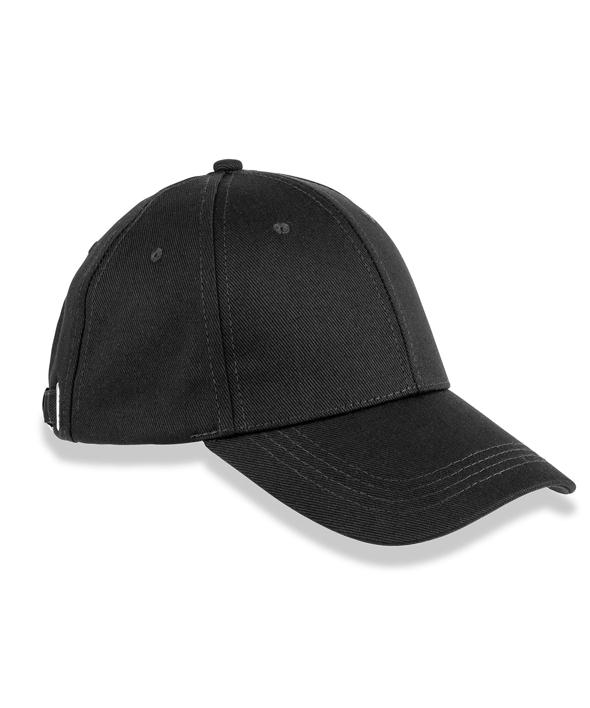 Result Headwear 6-panel organic cotton cap in Black, front view