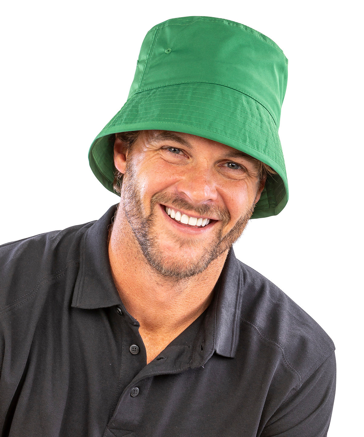 Result Headwear Recycled bound edge bucket hat, lifestyle photo
