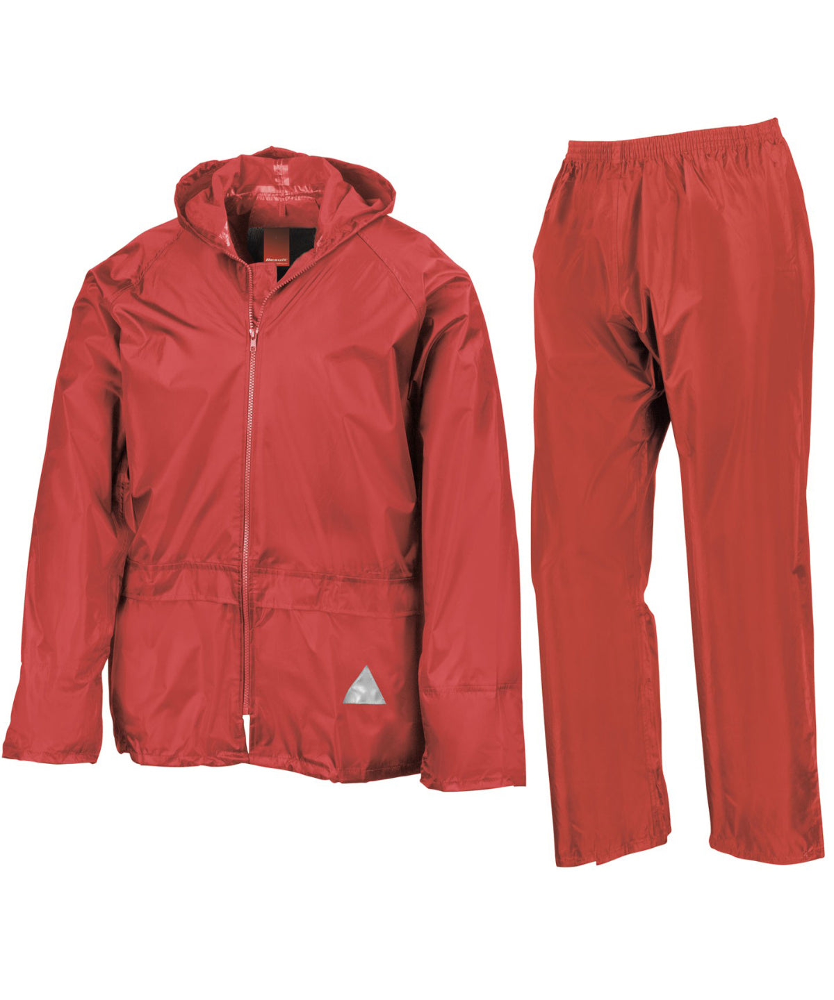 Result Waterproof jacket and trouser set in Red, front view