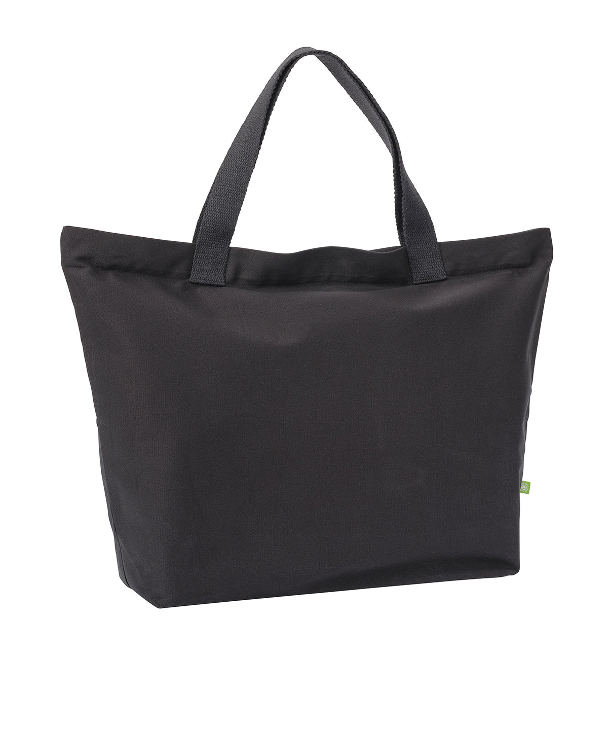 Nutshell Elba organic canvas premium zip tote in Black, front view