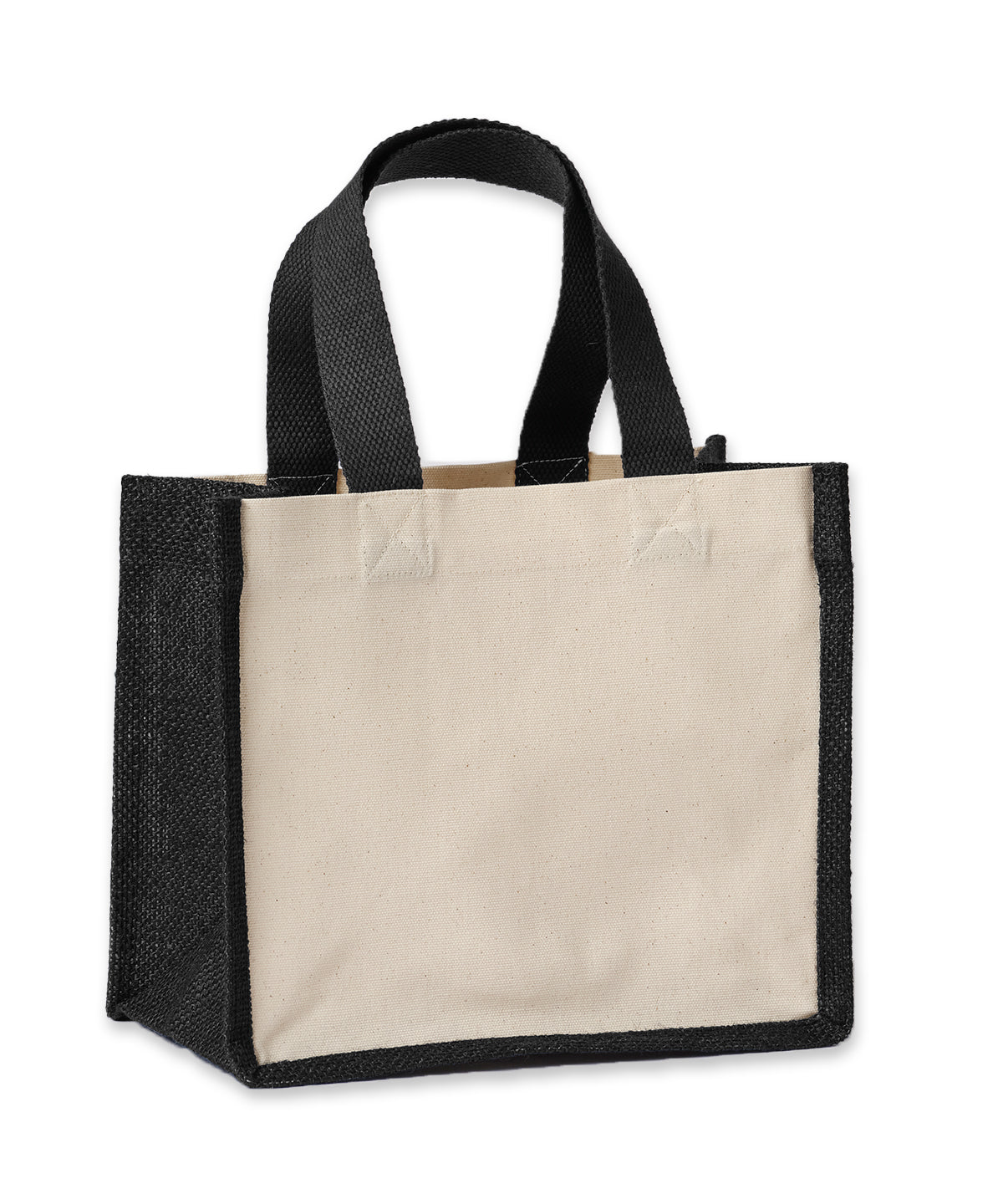 Nutshell Jute canvas panel shopper in Natural/Black, front view